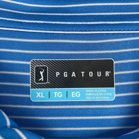PGA TOUR Striped Polo Shirt Men’s Size XL Blue,Golf,Sun Protection NWT $62 - Picture 2 of 12